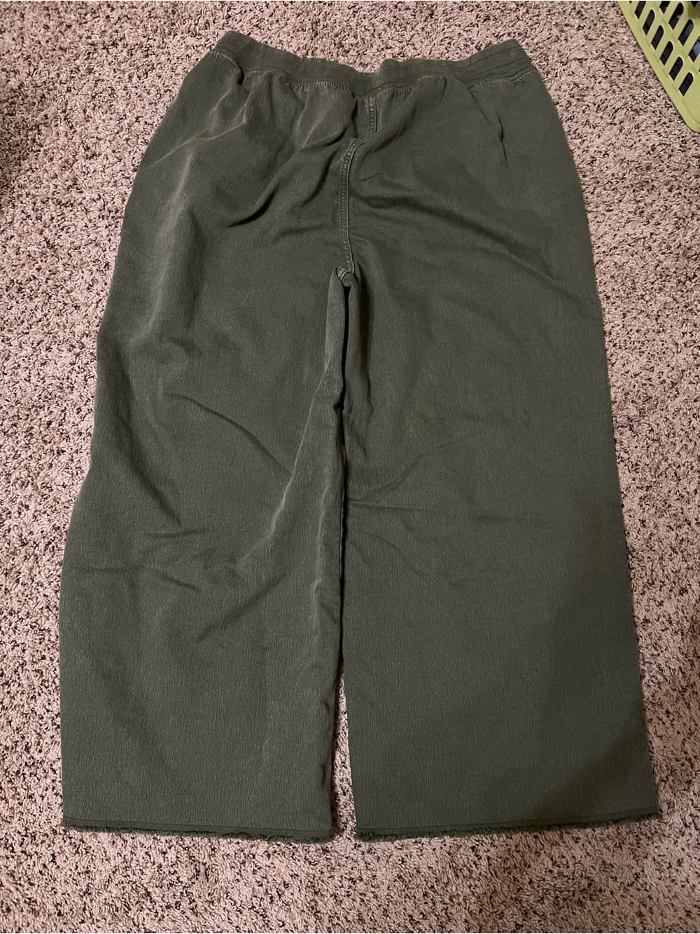 Aerie Wide Leg Drawstring Pants in Olive Green - Picture 3 of 3